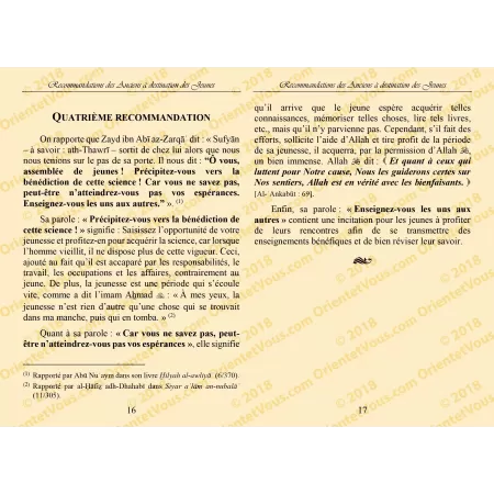 Recommandations des Anciens à destination des Jeunes