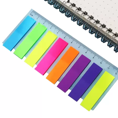 Languettes adhésives transparentes multicolores avec dévidoir