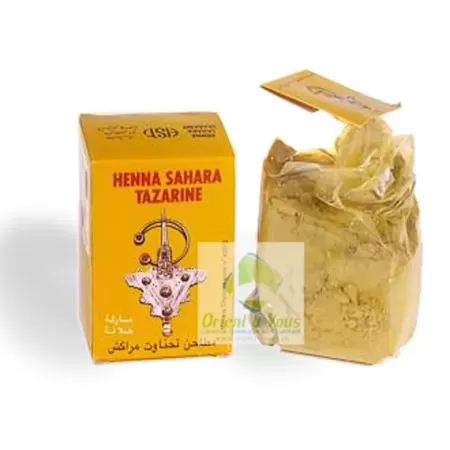 Henné 100% Naturel pour tatouage sur la peau et les cheveux Marque Henna Sahara Tazarine (100 gr Net)
