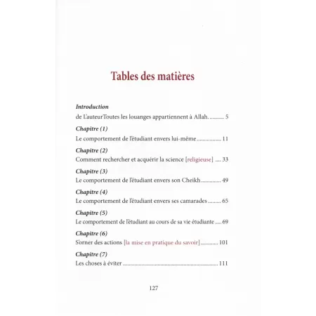 La Parure de l'étudiant en Science Religieuse
